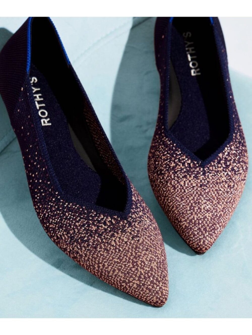 Rothy's The Point Knit Flats Midnight Metallic - Limited Edition  Size 9